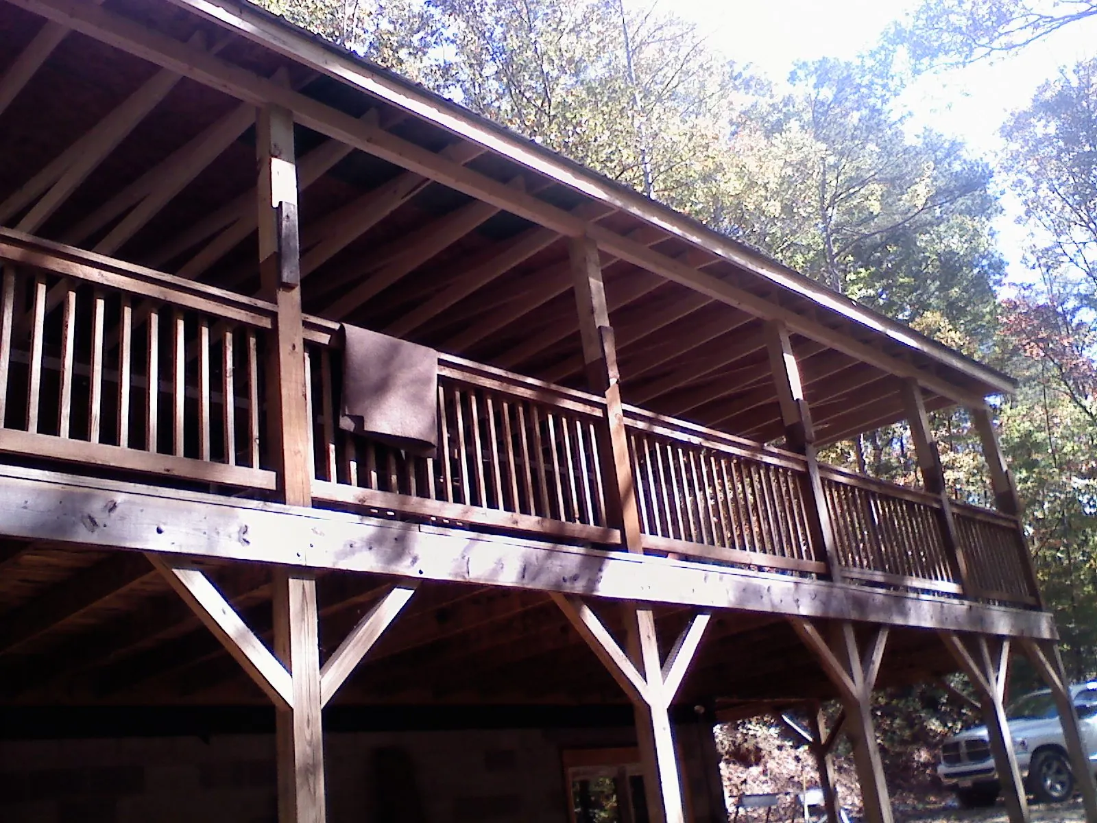 Timber framing under a new elevated porch and deck — Roof Leak Repair in Palmerton by Roofing Brothers